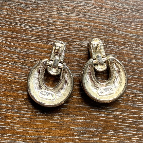 Anne Klein Horseshoe Shaped Tortoiseshell Silver Back Dangling Earrings NWOT - Picture 4 of 5